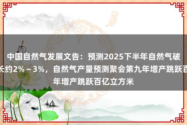 中国自然气发展文告：预测2025下半年自然气破钞同比增长约2%～3%，自然气产量预测聚会第九年增产跳跃百亿立方米